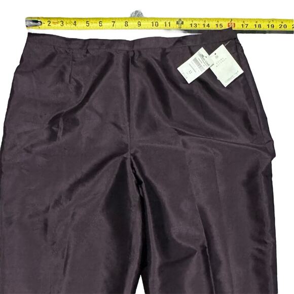 Coldwater Creek NWT Silk Flat Front Side Zip Trousers Brown 12 Lined Cropped - Picture 6 of 9